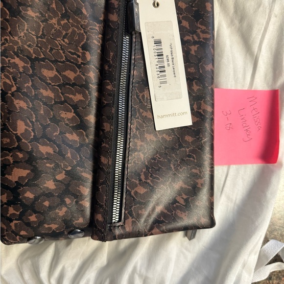 NWT Med VIP Black Leopard Hammitt. GM hardware. Suede red lining. - Picture 2 of 8